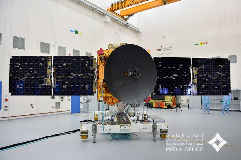 On January 21, 2020, a launch window between July 14 and August 3, 2020, is announced. The spacecraft would lift off from Japan’s Tanegashima Space Centre, aboard the HII-A rocket. On May 19, it is announced the first launch attempt would be made on July 15, 2020. Photo: Dubai Media Office