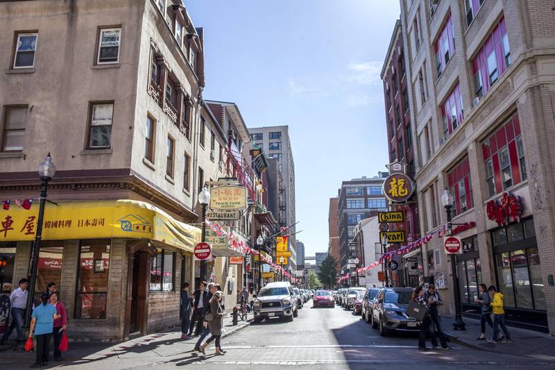 A street scene in Boston's Chinatown.
