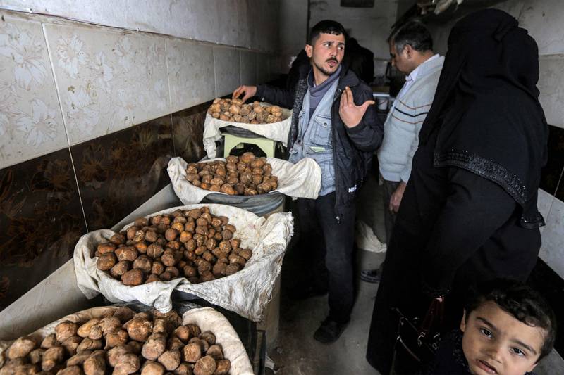 Truffles for sale in Hama. Each season, hundreds of impoverished Syrians search for the yellow gold in the vast Badia Desert region