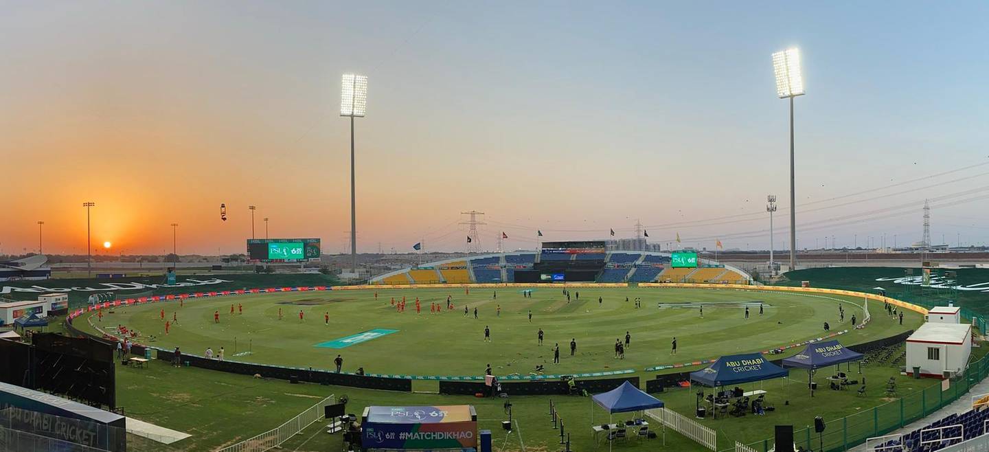 Zayed Cricket Stadium in Abu Dhabi most recently hosted the conclusion of the 2021 PSL. Courtesy Paul Radley