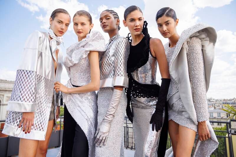 All metallic looks backstage at the George Chakra show show in Paris. Photo Georges Chakra