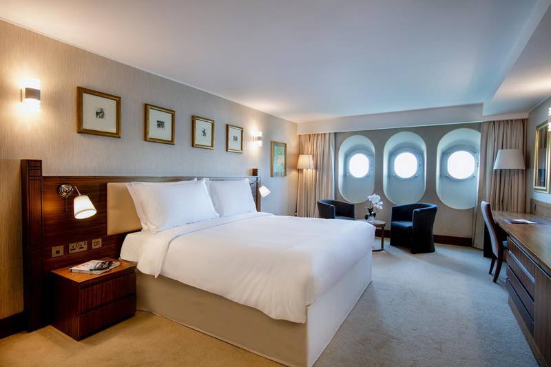 A deluxe room on the new QE2 in Dubai.
