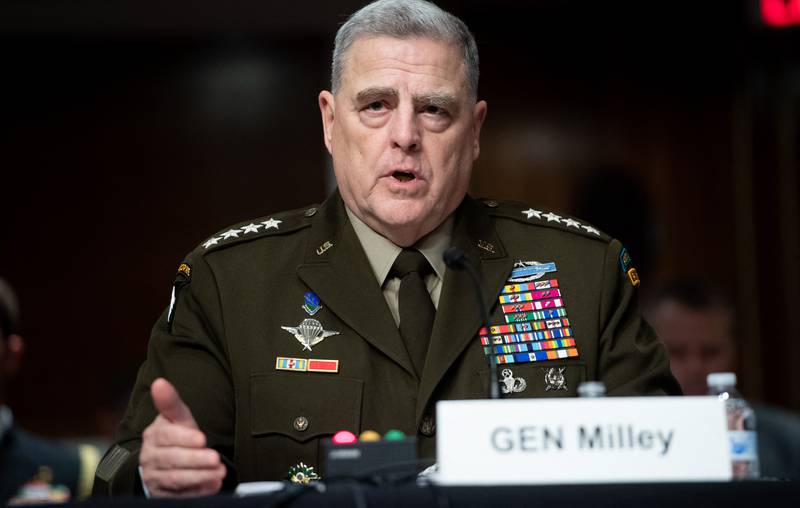 Chairman of the Joint Chiefs of Staff General Mark Milley testifies during a Senate Armed Services Committee hearing on Capitol Hill in Washington, DC, April 7, 2022. AFP