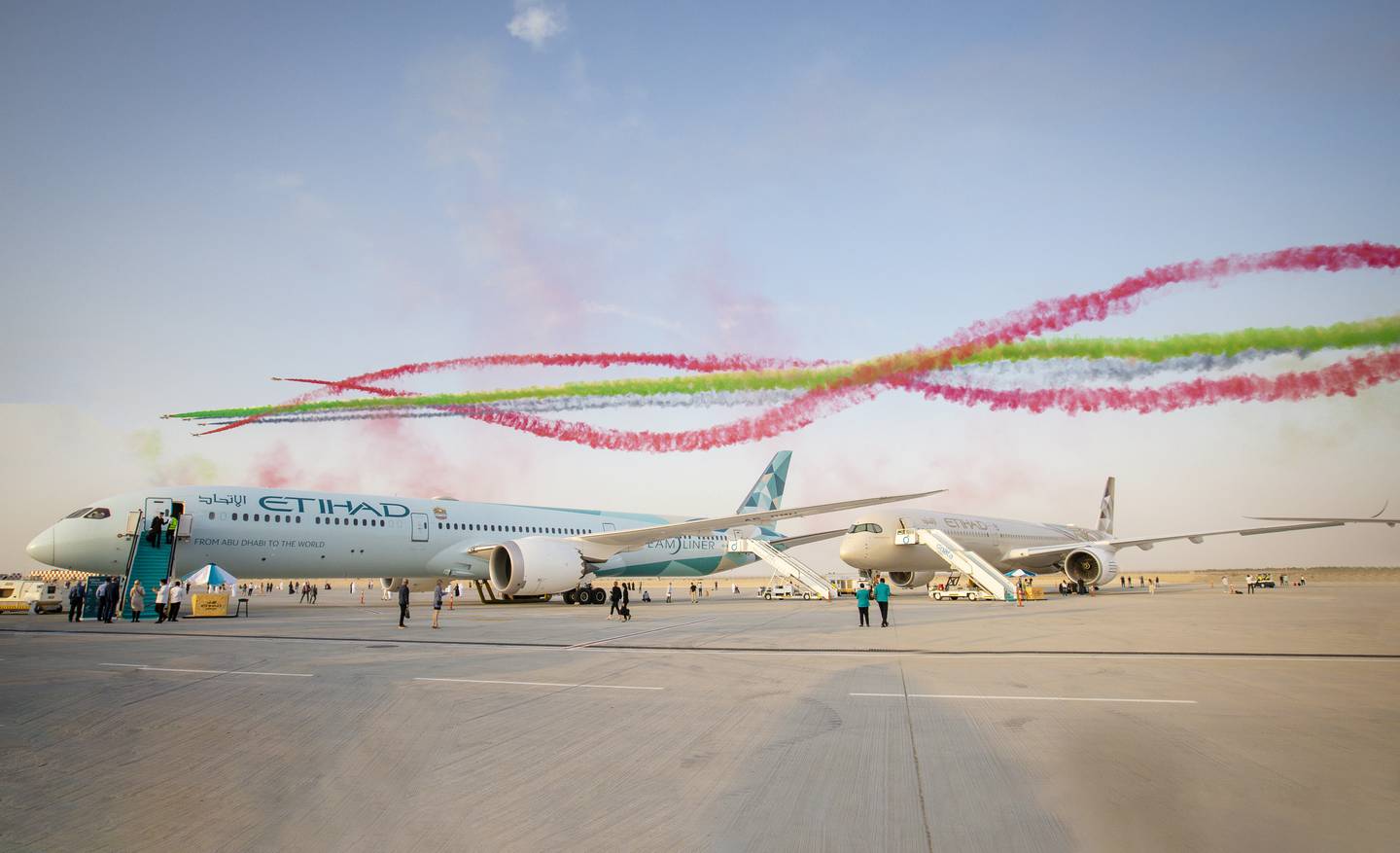 Etihad Airways aircraft at the Dubai Airshow 2021. Photo: Etihad
