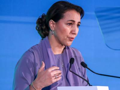 Mariam Al Mheiri, UAE Minister of Climate Change and Environment, said one of the key elements of the UAE’s vision for Cop28 is to raise ambition and collective action. Victor Besa / The National