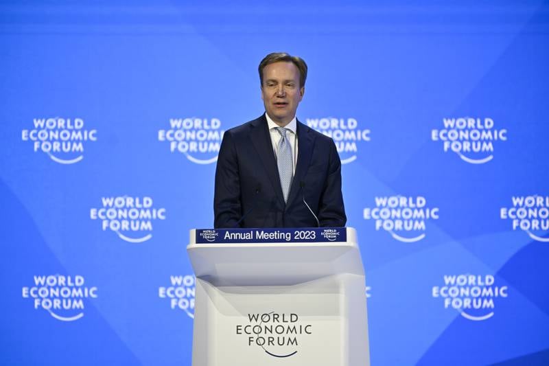 World Economic Forum President Borge Brende on the closing day of the 53rd annual WEF annual meeting in Davos, Switzerland, on Friday. EPA