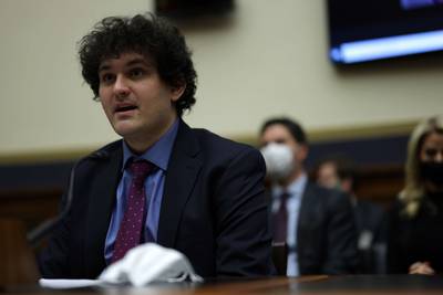 Mr Bankman-Fried, seen here in February 2021, has testified on Capitol Hill about cryptocurrency policy. AFP