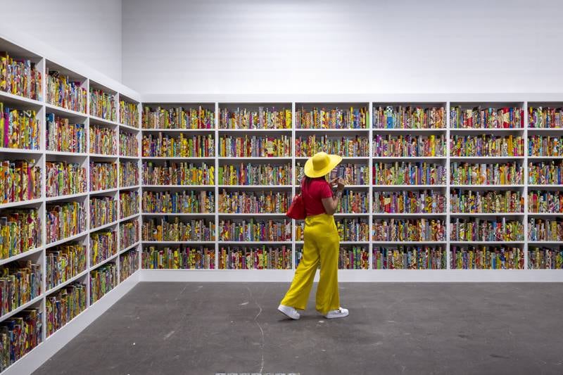 The African Library (2018) by Yinka Shonibare is on display at the Art Unlimited section. EPA
