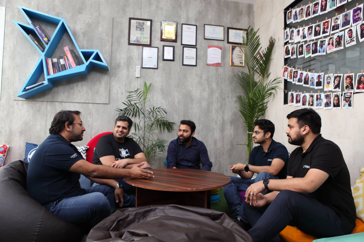 From left, Shipsy's vice president of marketing Mohamed Reza, vice president of growth and strategy Rajat Girdhar, director of engineering Aman Ruhela, chief executive Soham Chokshi and chief operating officer Dhruv Agrawal. Photo: Shipsy