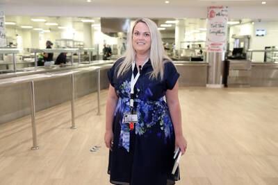 Ashley Fitzgibbons, head of boarding at Swiss International School Dubai, at the canteen on campus. All photos: Pawan Singh / The National