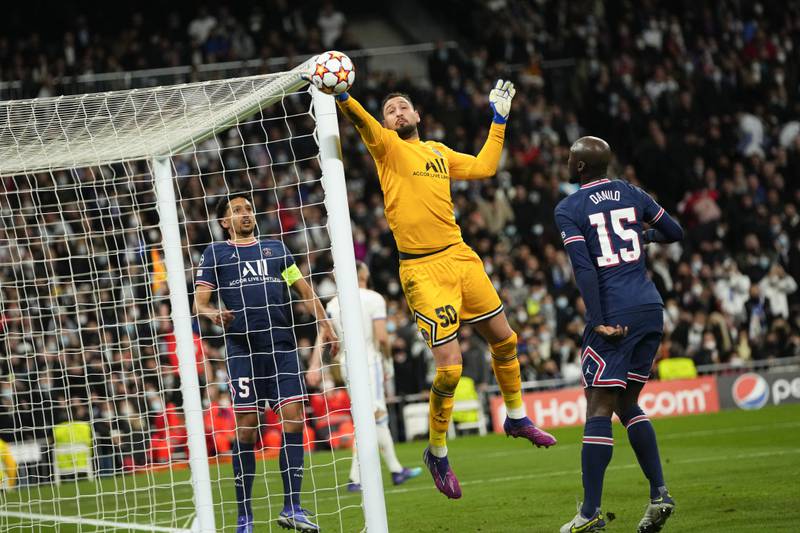 PSG RATINGS: Gianluigi Donnarumma - 5: Fantastic fingertip save at full stretch to turn Benzema shot round post 25 minutes in. Awful mistake to give ball away for Benzema’s opening goal and booked for protesting that he was fouled but error was own making. AP