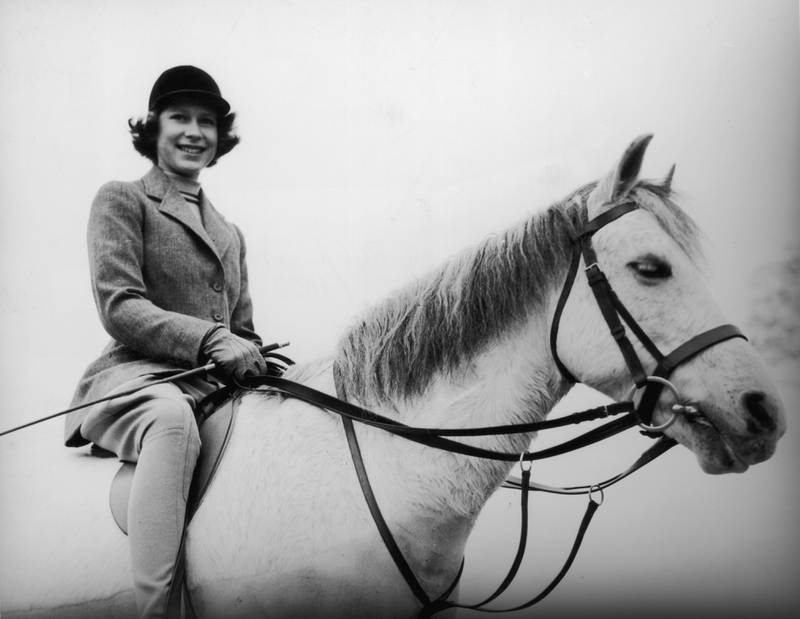 Princess Elizabeth out riding at the Royal Lodge, Windsor in 1940. Getty Images