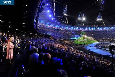 2012: The queen makes a speech at the opening ceremony of the London 2012 Olympic Games in London.