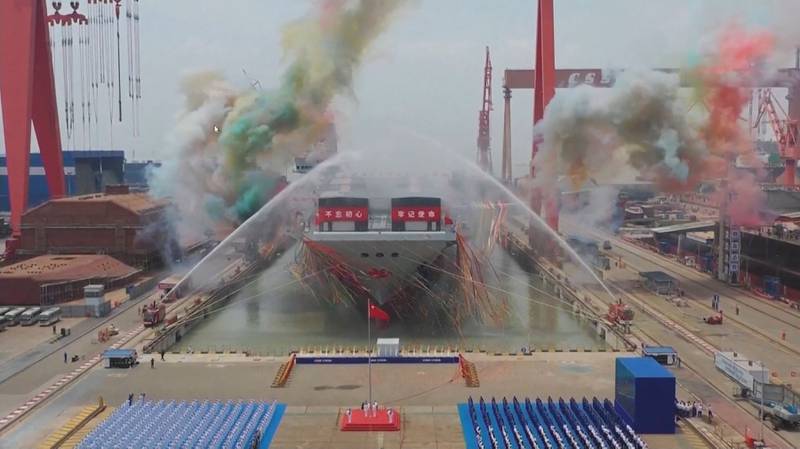 The launch ceremony for the 'Fujian' in Shanghai. AFP