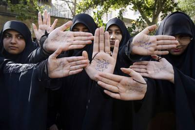 In Tehran, Iranian students gather during a demonstration denouncing the burning of the Quran in Sweden. AFP