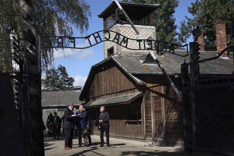 Actor-turned-politician Schwarzenegger visited the Auschwitz death camp on Wednesday to send a message against hatred. AP
