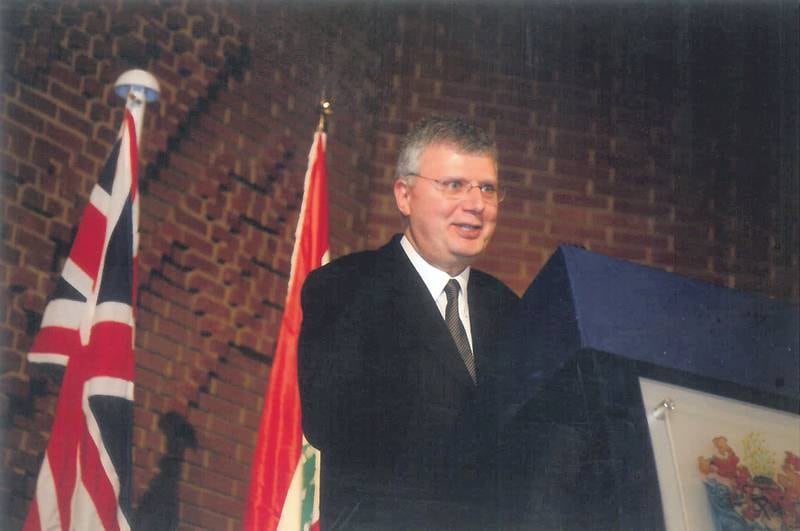 Andre Gaspard was honoured by Lebanon's Ministry of Culture in 2008 at an event in Kensington Town Hall for his contribution to culture in the country. Courtesy Al Saqi Books