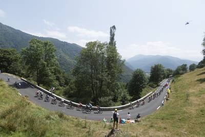 The Peloton during Stage 17. EPA