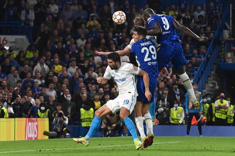 Chelsea's Romelu Lukaku scores for the win in the Champions League match with Zenit St Petersburg in London on Tuesday. EPA