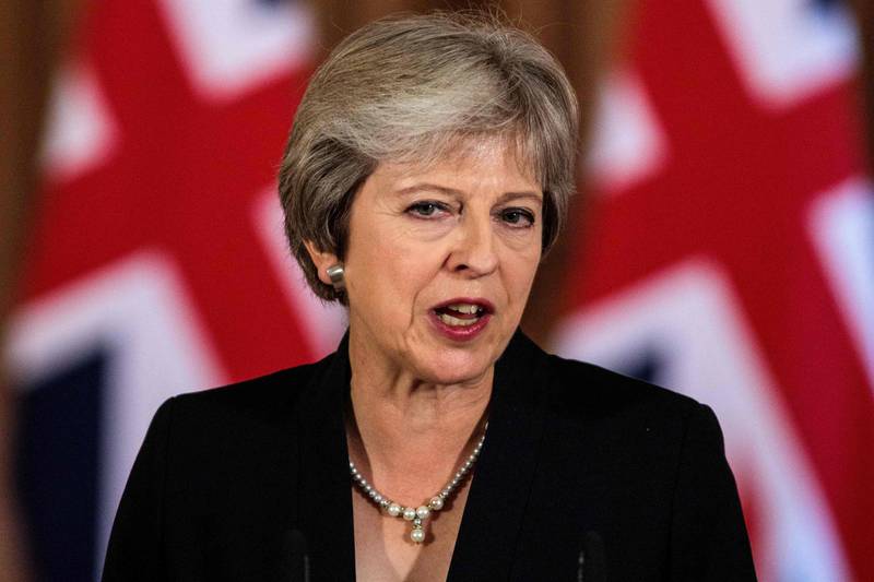 Britain's Prime Minister Theresa May makes a statement on the Brexit negotiations following a European Union summit in Salzburg, at no 10 Downing Street, central London on September 21, 2018. British Prime Minister Theresa May said Friday the European Union's abrupt dismissal of her Brexit plan was not acceptable, as she conceded talks were "at an impasse". / Getty Images / POOL / Jack Taylor
