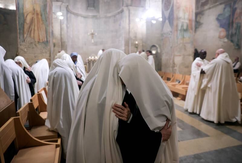Nuns celebrate Mass at the Crusader Church Benedictine monastery in Abu Ghosh, Israel. EPA