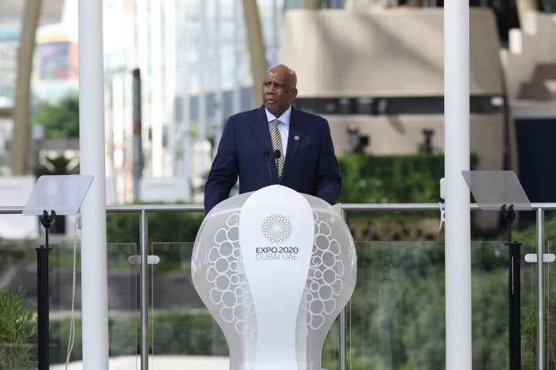 King Letsie III of Lesotho addresses the National Day event, which drew a record number of viewers online. Photo: Expo 2020 Dubai