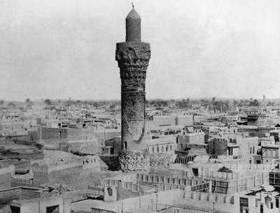 The oldest and highest minaret in Baghdad, circa 1925. The minaret was built in the time of Harun Al Rashid in the eightth century. Hulton Archive / Getty Images / May 2014
