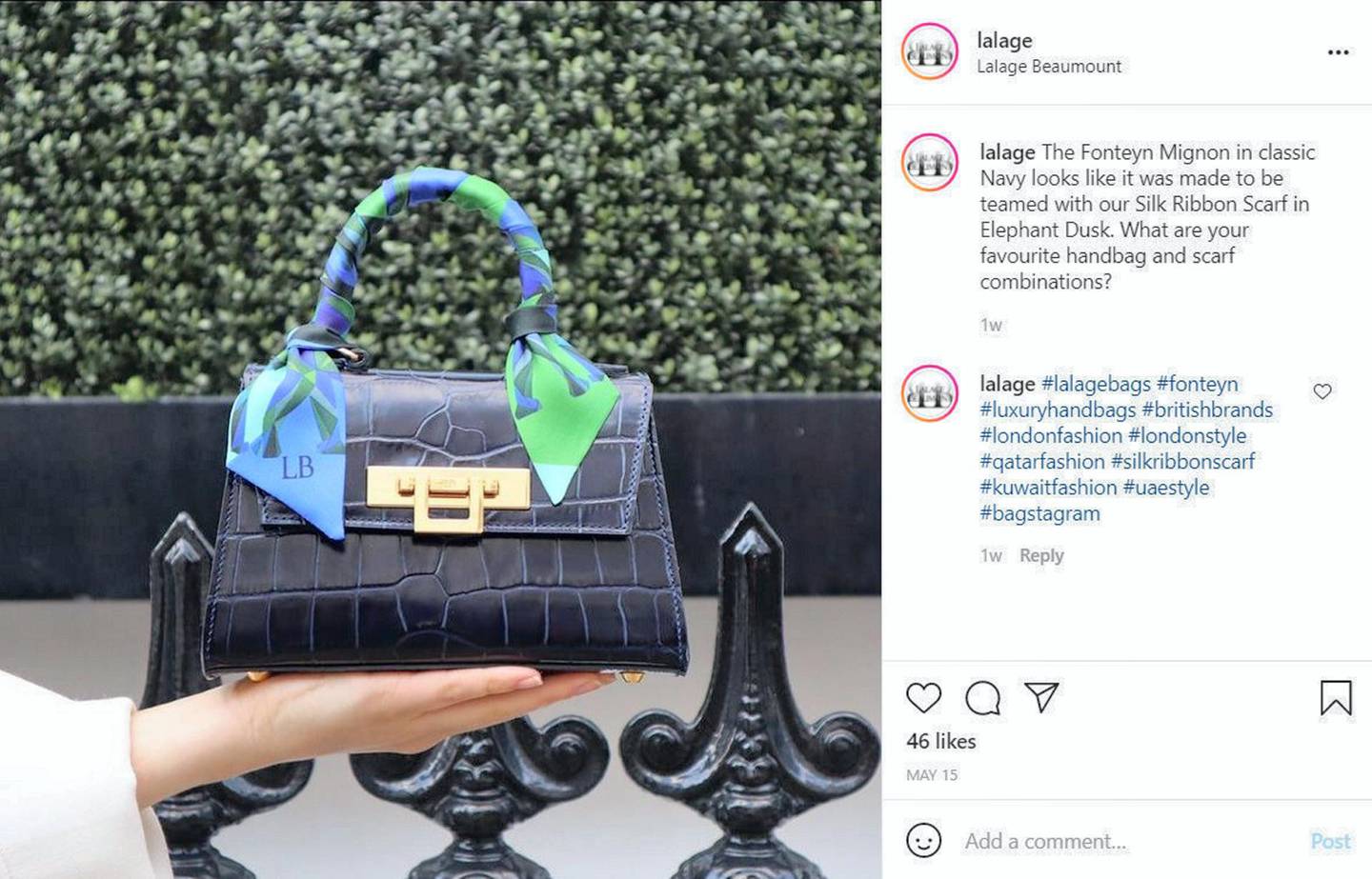 An Instagram post by Lalage Beaumont using a '#uaestyle' hashtag. Lalage Beaumont/Instagram