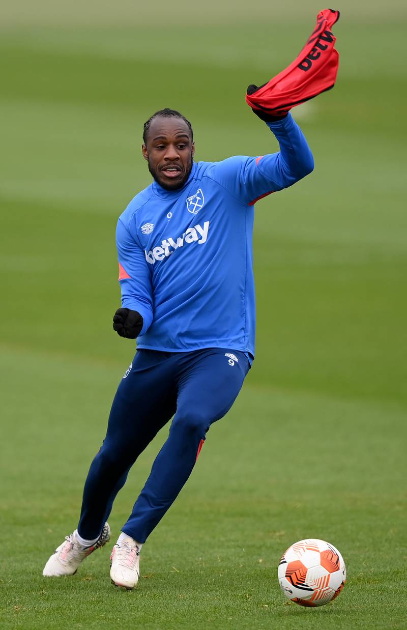 Michail Antonio during the training session. Getty