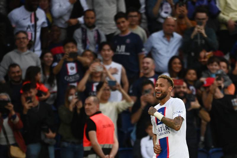 Neymar celebrates scoring. AFP