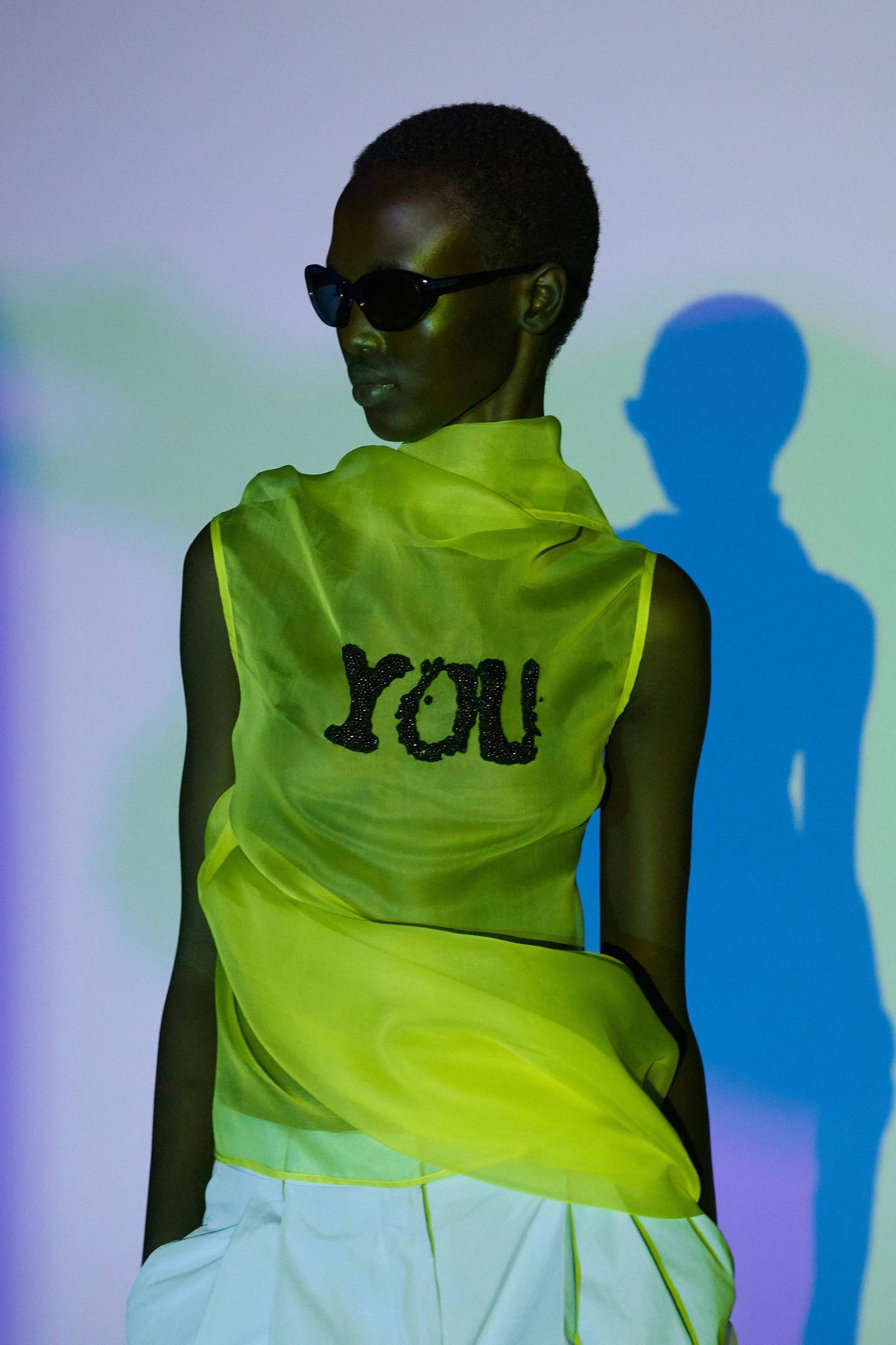 A top embellished with the word 'You', a new approach for Dries Van Noten. Courtesy DVN