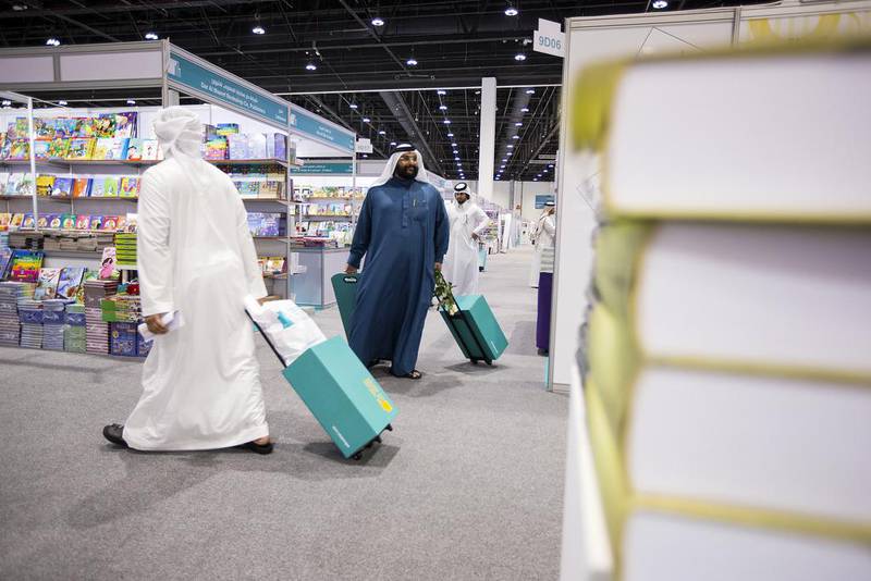 Emiratis and expatriates alike found their way through alleys of books at the Abu Dhabi National Exhibition Centre, while parents were seen pushing prams with one hand and dragging a trolley full of books with the other.