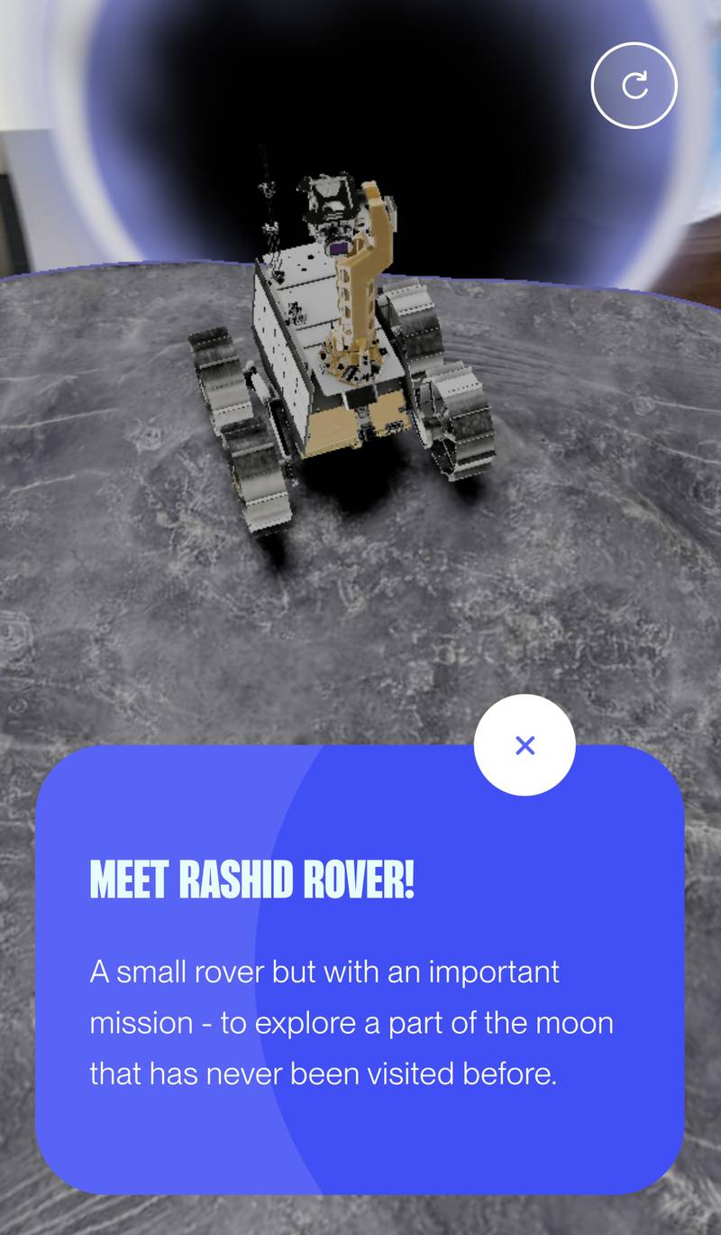 The Rashid rover can be seen exploring the Moon through an augmented reality experience. Photo: Atlantic Productions