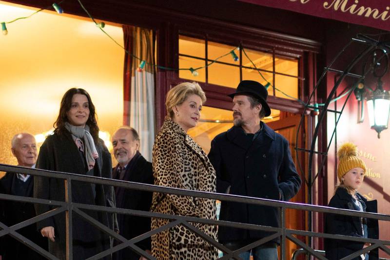 Juliette Binoche, Catherine Deneuve and Ethan Hawke in The Truth. Courtesy 3B productions