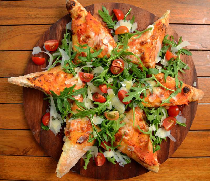 Boardwalk restaurant at the Dubai Creek Golf & Yacht Club serve this Stella, six-star pizza. Courtesy Boardwalk