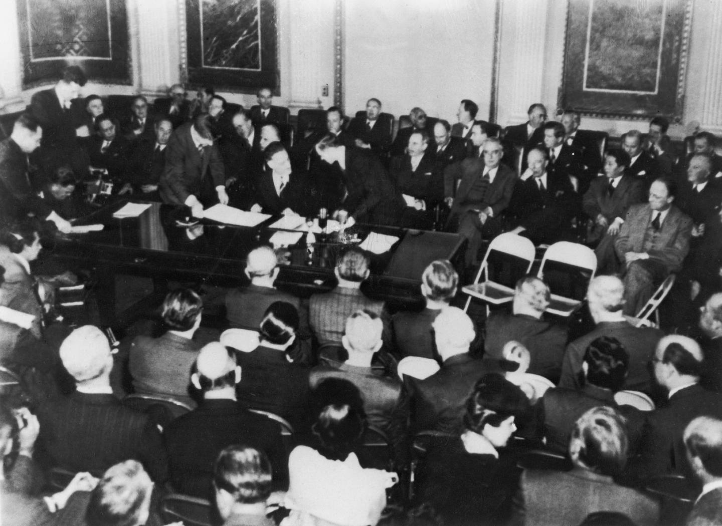 UNITED STATES - JULY 01:  Signing Of Bretton Woods Agreements In July 1944.  (Photo by Keystone-France/Gamma-Keystone via Getty Images)