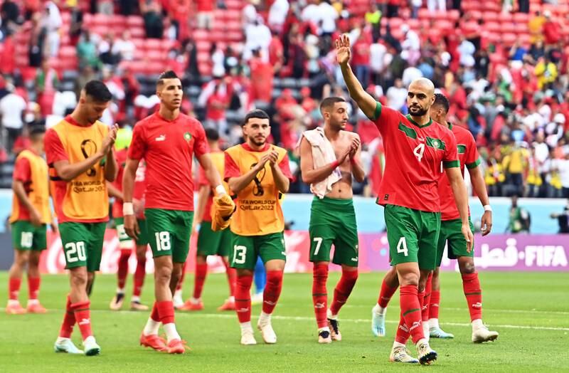 GROUP STAGE: Morocco 0-0 Croatia: Sofyan Amrabat and his Morocco teammates greet fans after their opening match of World Cup 2022 Group F ended in a draw at Al Bayt Stadium in Al Khor on November 23, 2022. EPA