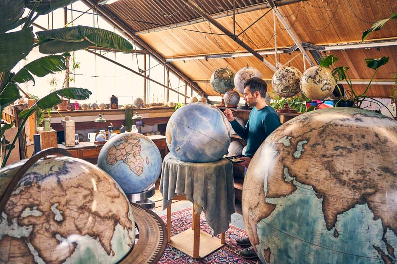 An array of bespoke globes made at Bellerby & Co. Photo: Euan Myles
