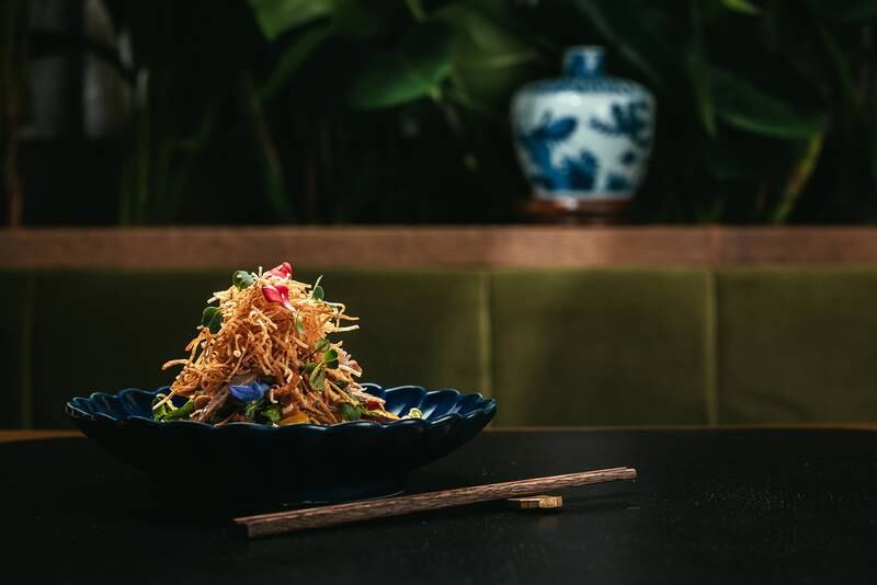 The shredded Peking duck salad is on the brunch menu. Photo: Mott 32