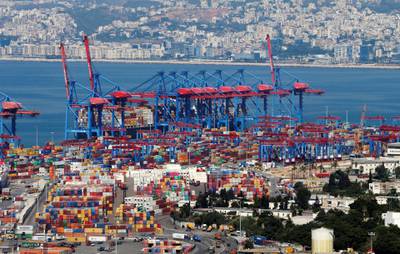 A view of containers at Beirut's port, Lebanon, August 22, 2019. Picture taken August 22, 2019. REUTERS/Mohamed Azakir