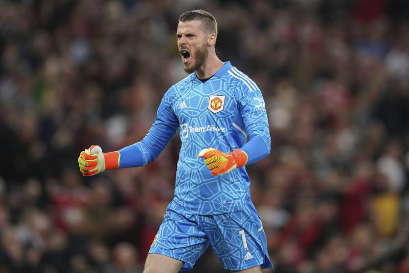 MANCHESTER UNITED RATINGS: David de Gea 8. His defenders saved him in the first half. Got down to save from Fabinho after 66. Fine one handed save after 80. Fuming a minute later when Salah scored. 
AP