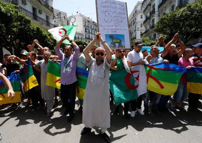Algerian protesters gather during an anti-government demonstration in the centre of the capital Algiers. AP Photo