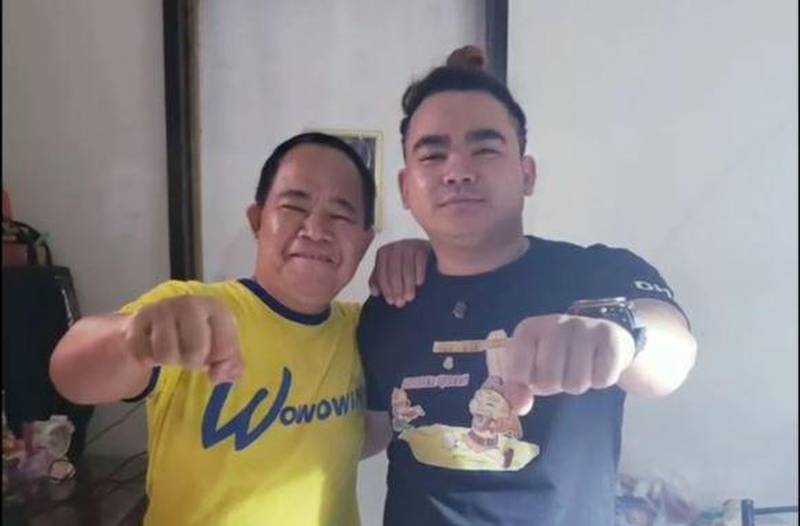 Filipino comedian Bentong, left, died on Saturday, his son-in-law, right, confirmed in a post on Facebook. Arvin Vincent Anierdes / Facebook