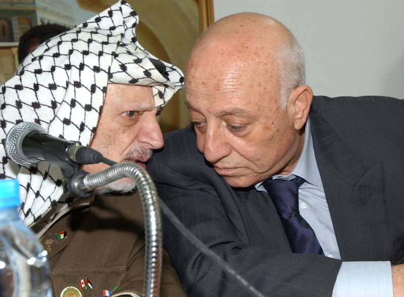 Mr Arafat and Mr Qurei, September 2003. Getty