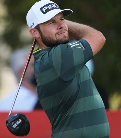 Tyrrell Hatton on the 17th hole during Day 4 of the Abu Dhabi HSBC Championship. Getty
