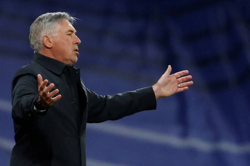 Real Madrid manager Carlo Ancelotti reacts on the touchline. EPA
