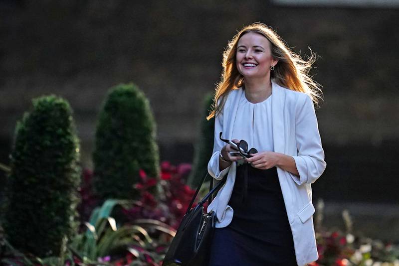 Special adviser Sophie Jarvis arrives for new British Prime Minister Liz Truss's first Cabinet meeting at 10 Downing Street in London on Wednesday. Ms Truss has made sweeping changes to the UK government after becoming leader on Tuesday.