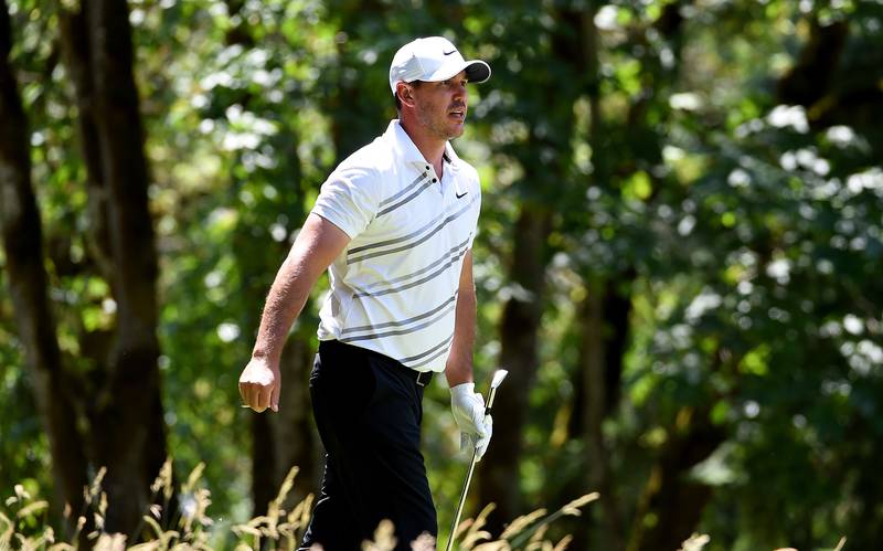 Brooks Koepka watches his tee shot on the fourth hole during round two of the LIV Golf Invitational - Portland. Getty
