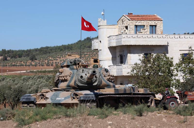 A Turkish Army tank is deployed on the outskirts of Afrin in Syria. AFP