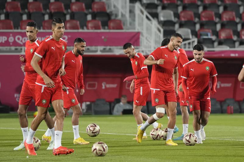 Moroccan players prepare to face France. AP